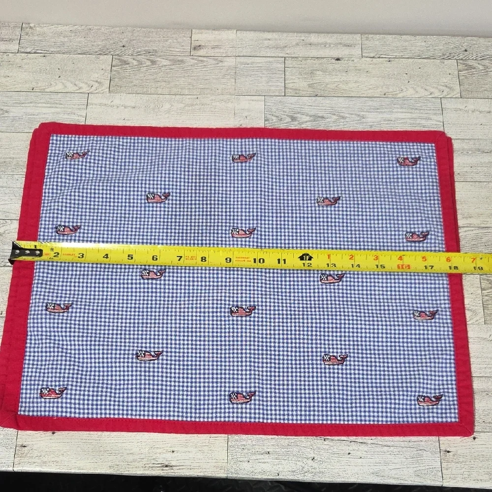 Vineyard Vines Patriotic Blue Checkered Whale Placemats